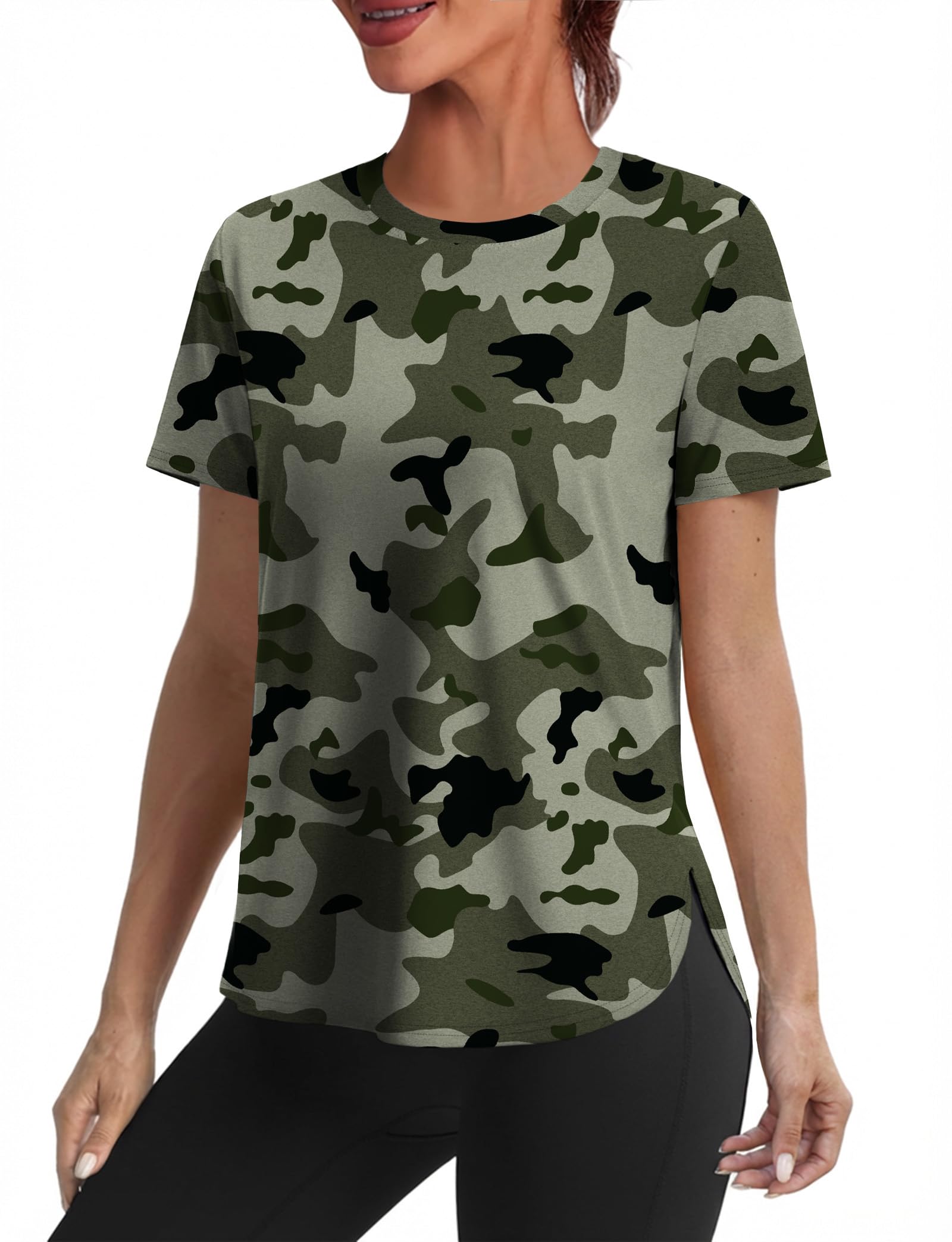 Women's Workout Tops for Women Sun Shirts UPF 50+ Short Sleeve UV Protection Shirt Lightweight Quick Dry Hiking Top for Women — view 12