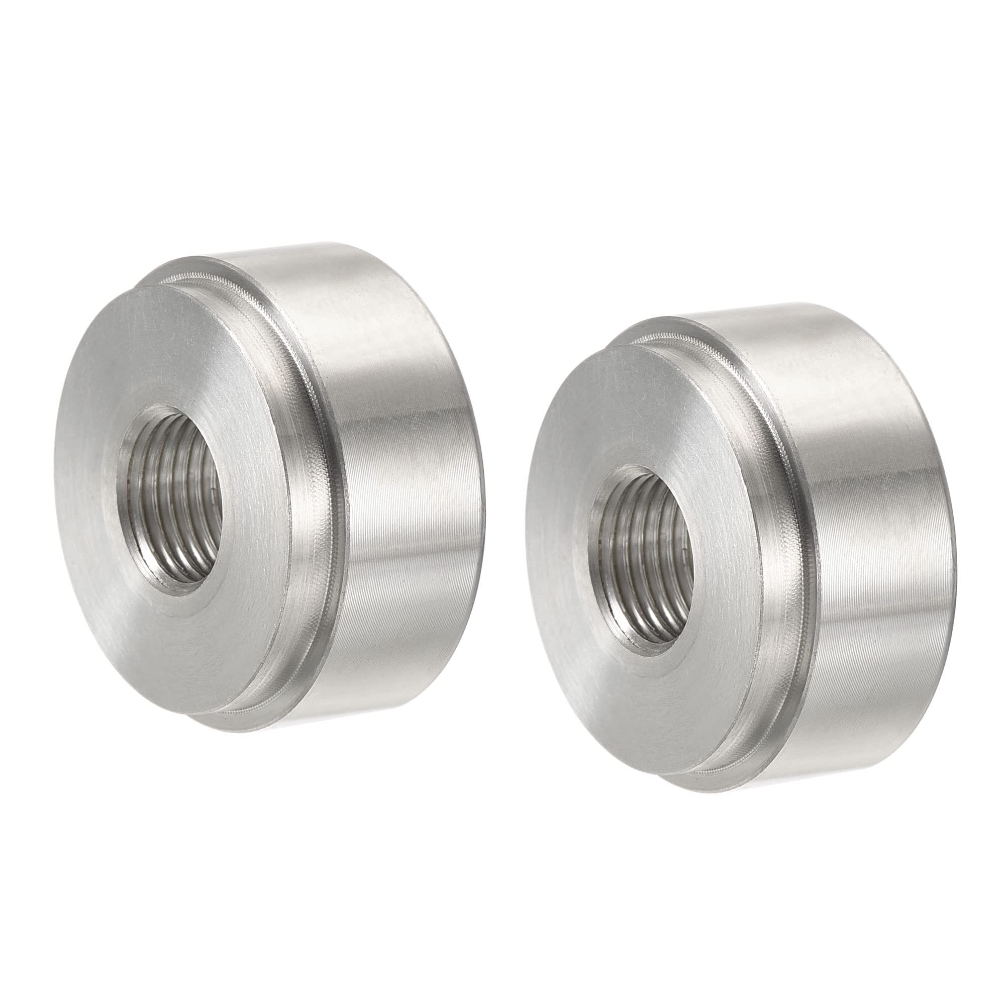 sourcing map Weld on Fitting Bung 1/8NPT Female Aluminium Alloy Pipe Thread Connector Silver Tone 2pcs