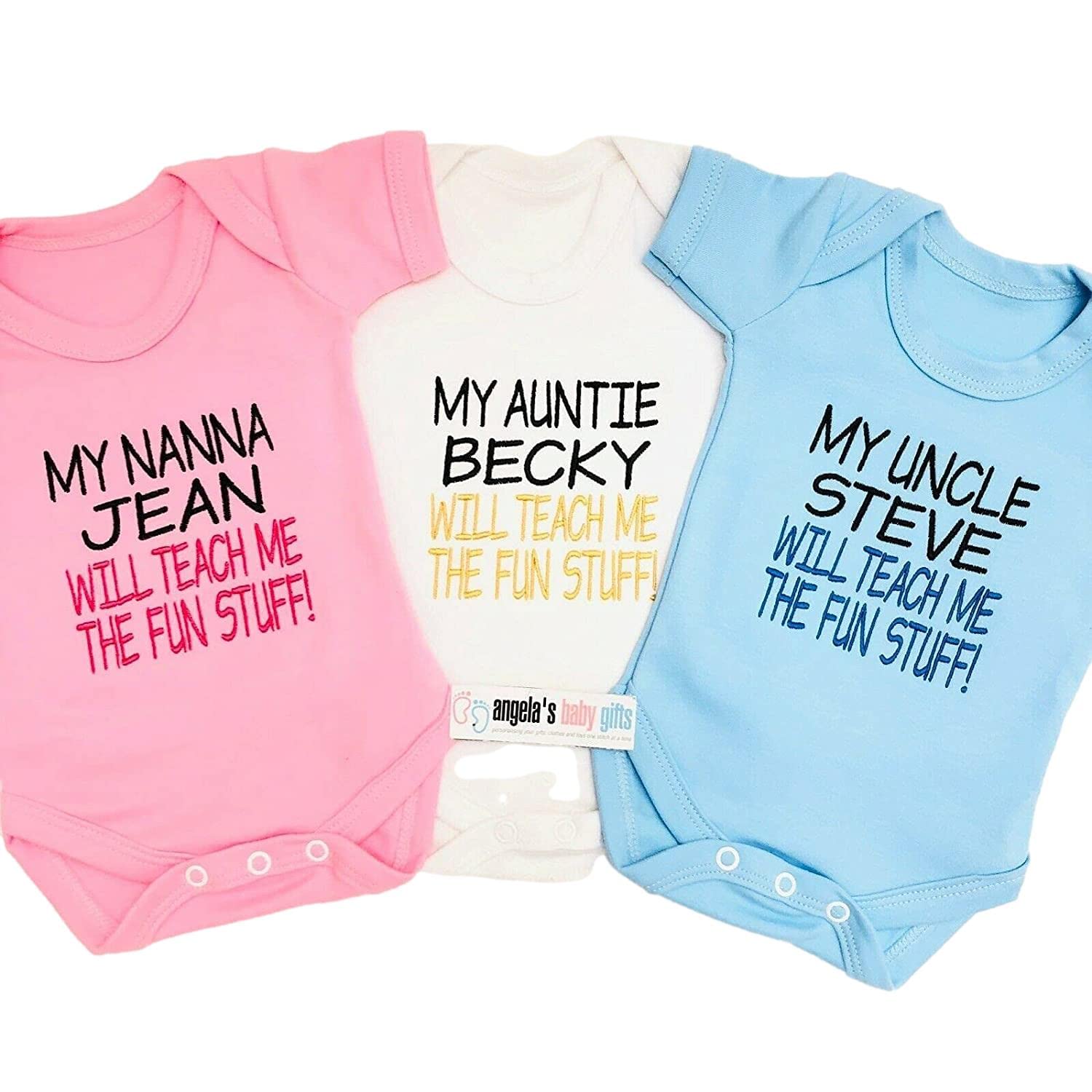 Teach Me The Fun Stuff Personalised Embroidered Baby Vest Bodysuit