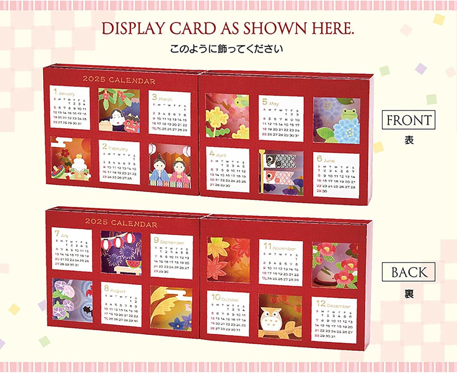 Sanrio 106887 Japanese Style Christmas Card, Lattice Shelf Calendar, Message Card, Greeting Card JXJ 24-4