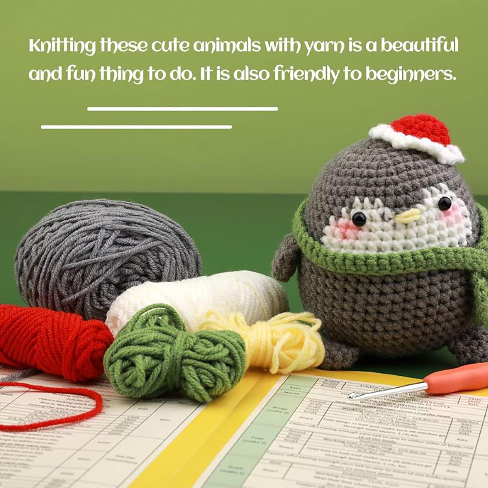 Cradiyee Crochet Kit For Beginners - Make Penguin & Elephant Plushies With Yarn, Hooks & Video Tutorial - View #5