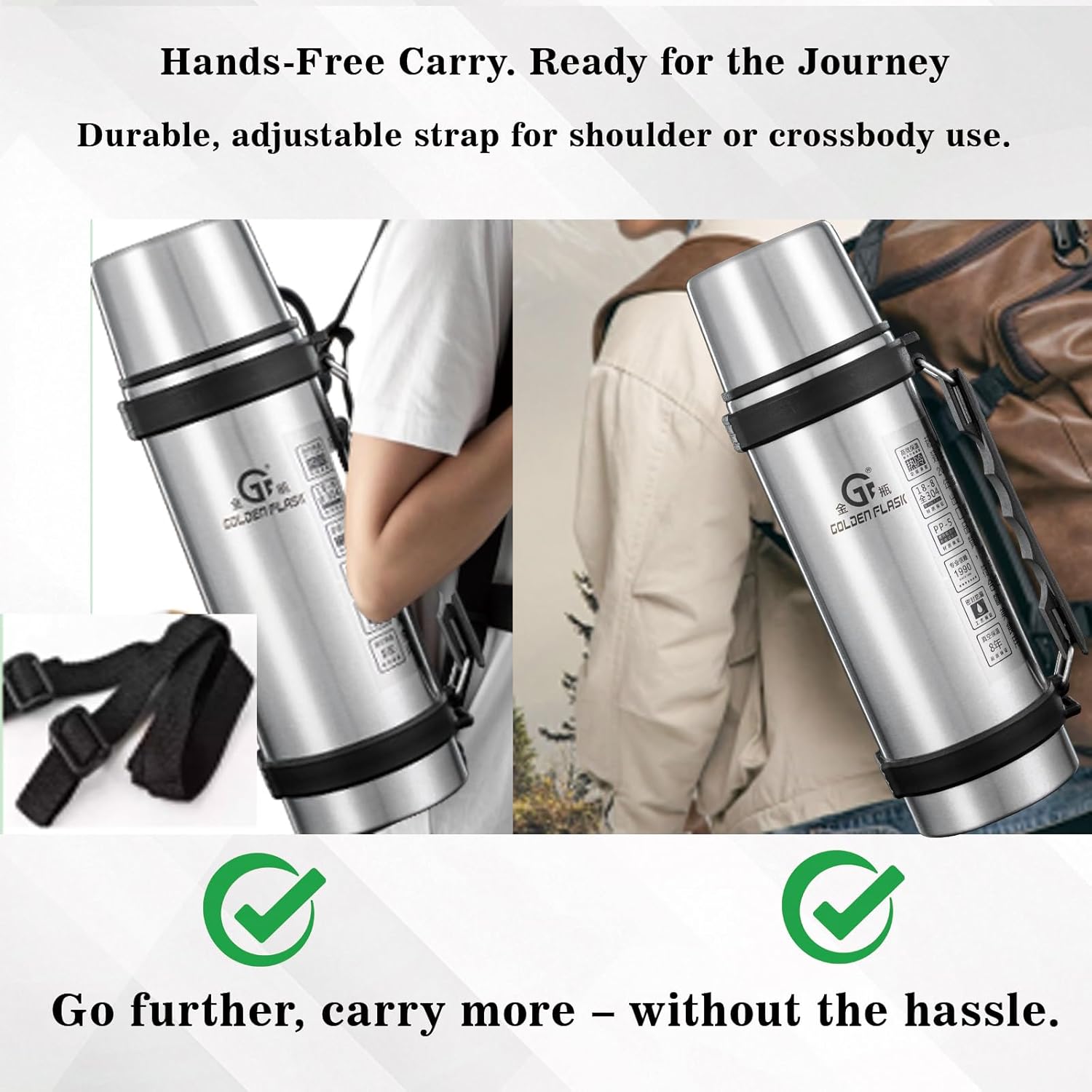 42Oz 1.2L Stainless Steel Insulated Water Bottle – Vacuum Flask with Handle & Strap, Keeps Drinks Hot or Cold for 24H, Leak-Proof, BPA-Free, Ideal for Travel, Hiking, Camping, Office - Image 5