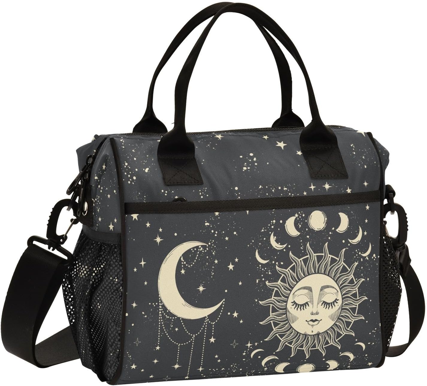 Large Lunch Bag Mens Lunchbox for Work, Goth Bats Leakproof Lunch Box with Adjustable Shoulder Strap Medium