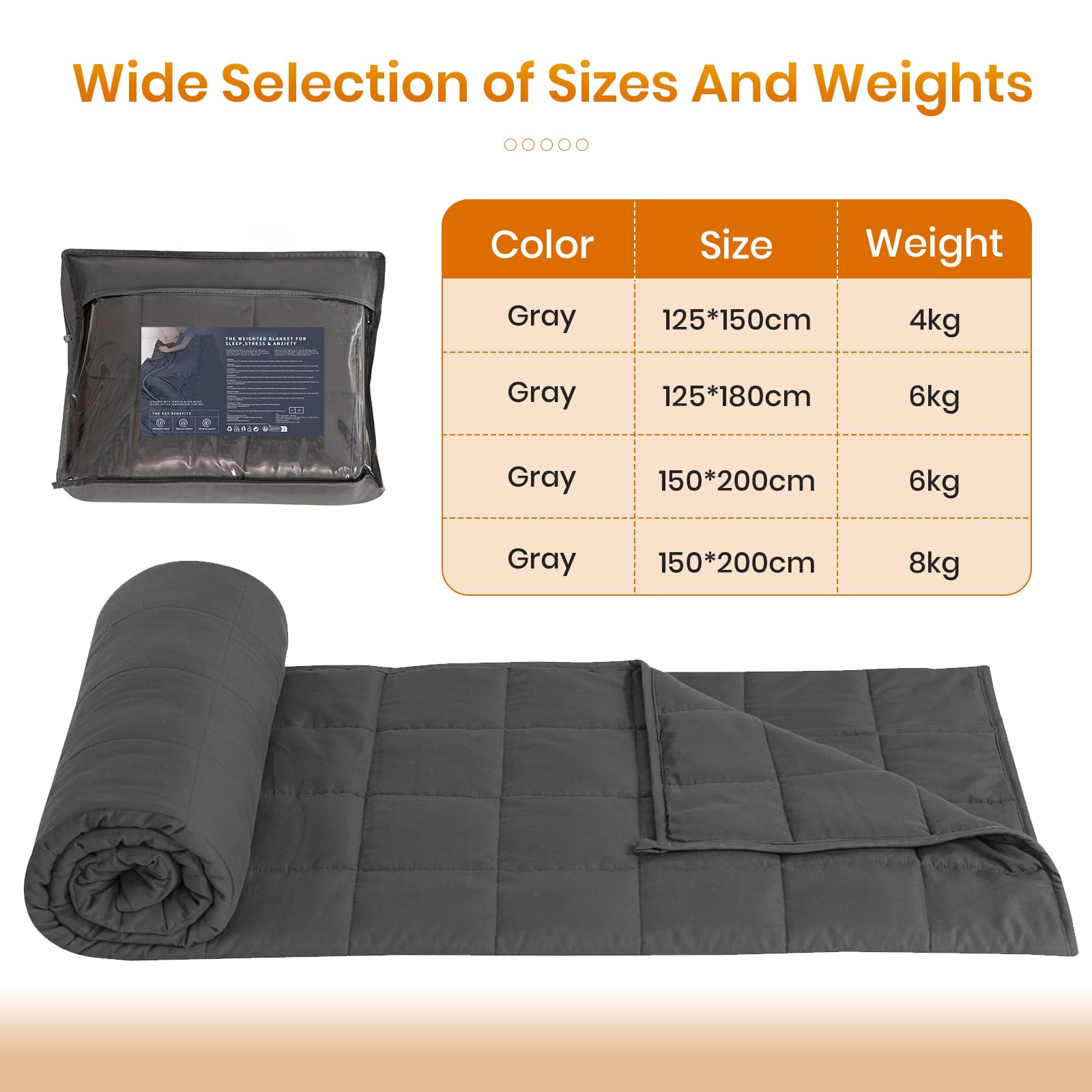 Good Nite Couverture lestée pour adultes, couverture de thérapie du sommeil, chaude et douillette, couverture lourde, grise, 4kg, 125x150cm Good Nite Couverture lestée pour adultes, couverture de thérapie du sommeil, chaude et douillette, couverture lourde, grise, 4kg, 125x150cm