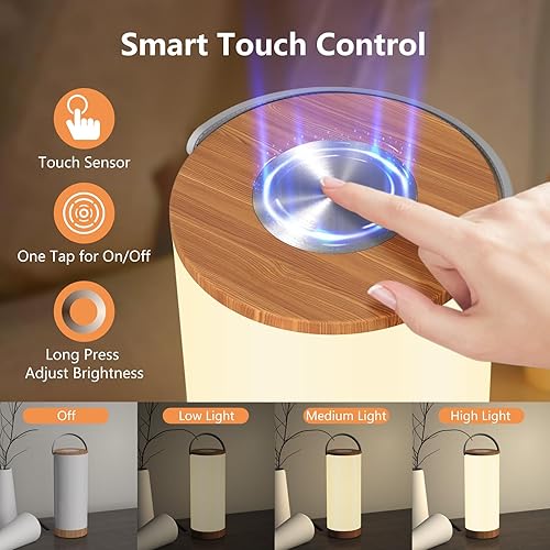 Miniatura 2 de HUMIIEYE Lámpara de mesa LED inalámbrica, lámpara recargable de 4000 mAh con atenuación de 360 para el cuidado de los ojos, lámpara táctil portátil