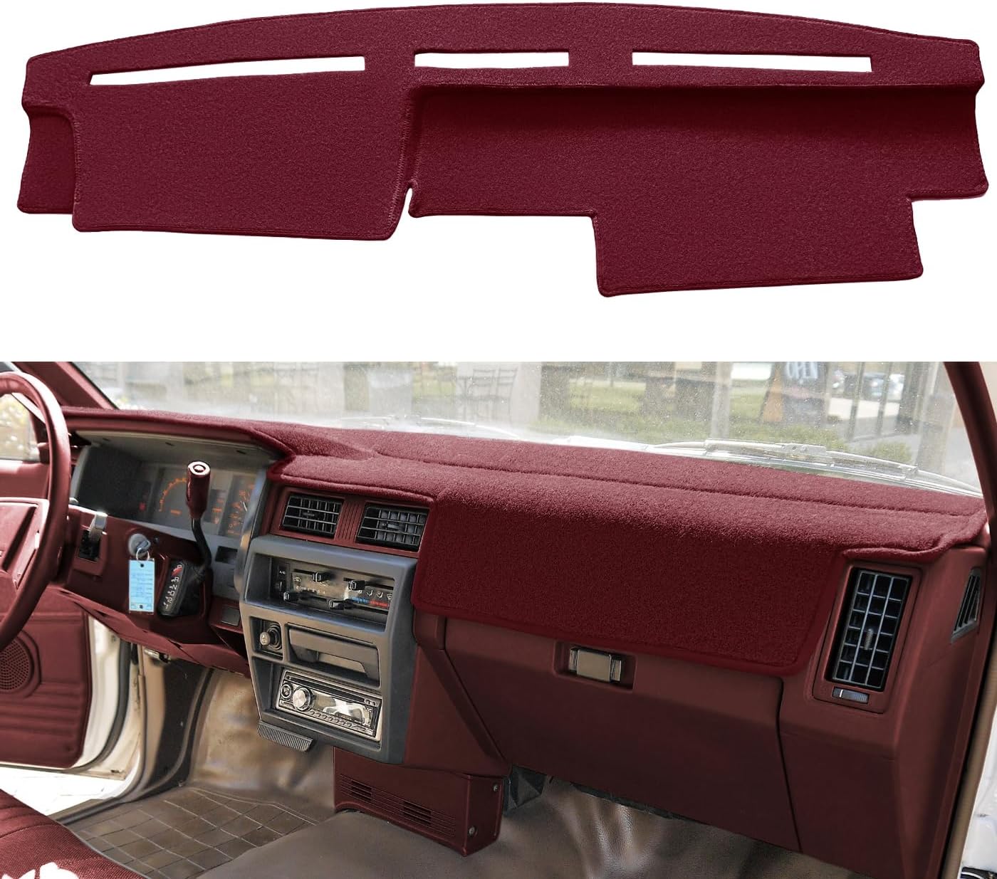 Dash Cover Mat Custom Fit for Nissan Pathfinder D21 Hardbody Pickup Truck 1986-1993, Dashboard Cover Pad Carpet Protector (Maroon) F77
