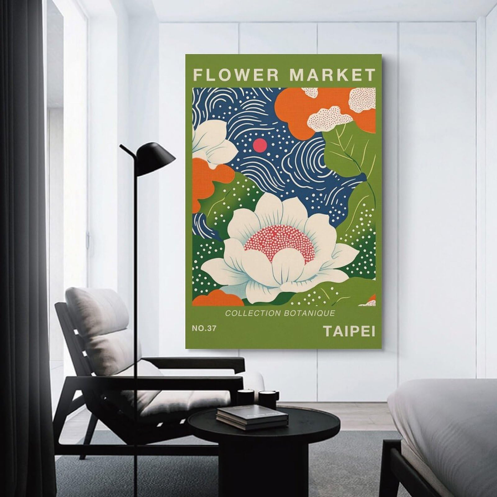 Junmoney Unframe-Style-8 Taipei Flower Market Poster Wall Decor Canvas Print, 12X18inch(30X45cm), For Flats, Guest Rooms Or Compact Rooms, A Simple Refresh For Blank Walls