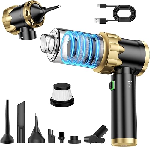 Aspiradora de mano inalámbrica para automóvil con succión fuerte de 16000 PA, sopladorsoplador de aire 7 en 1, mini aspiradora recargable con