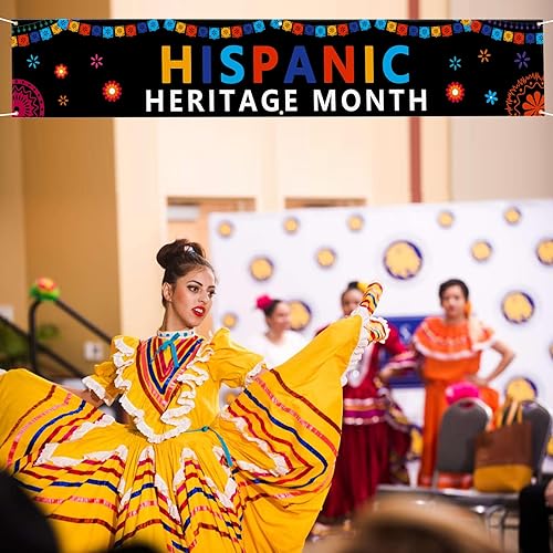 Miniatura 5 de Letrero decorativo del mes de la herencia hispana de 120 x 20 pulgadas, letrero festivo de países de América Latina de habla hispana para interiores