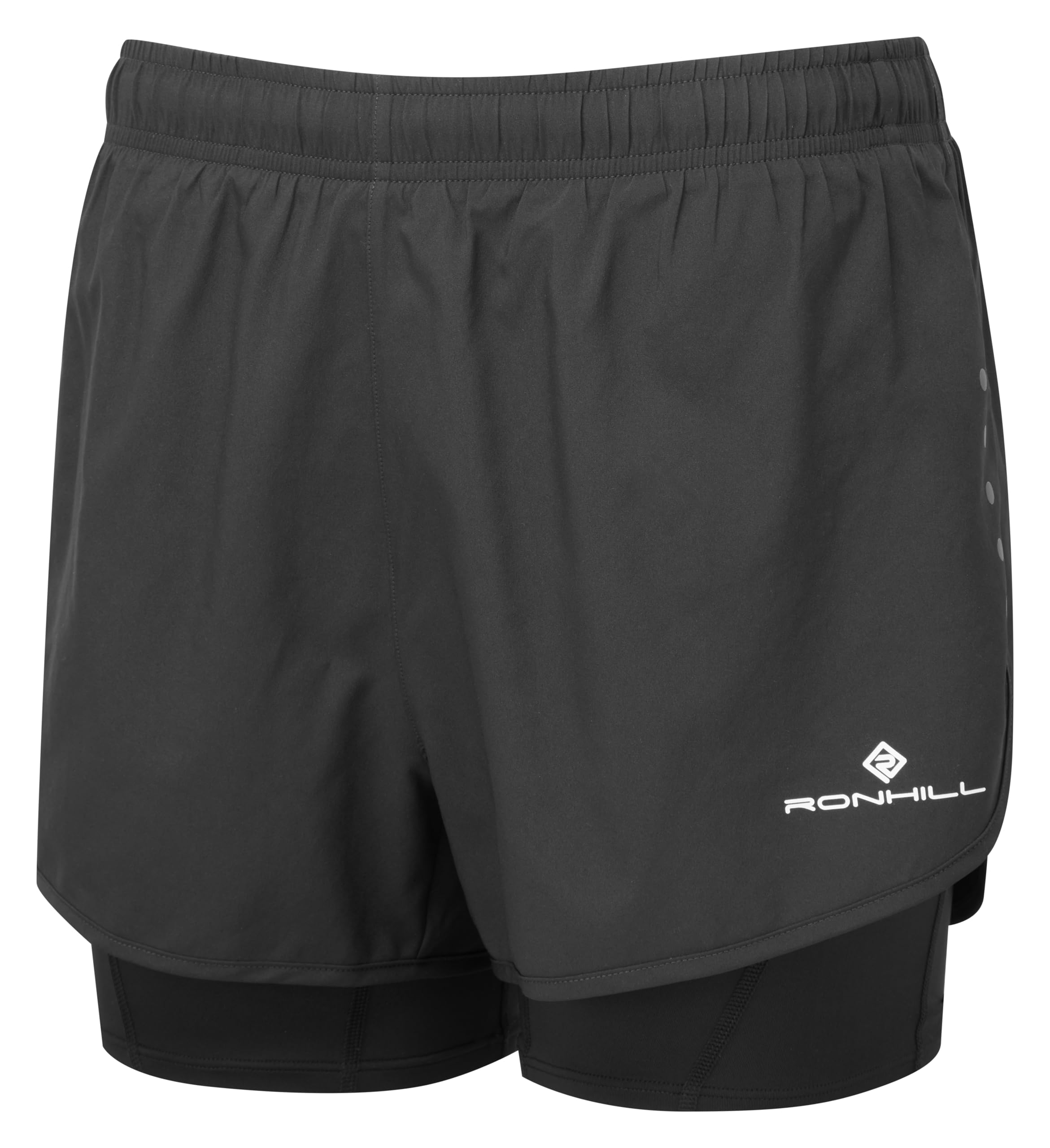 Ronhill Womens Core Twin Running Short -black, Black, Size 12, Women