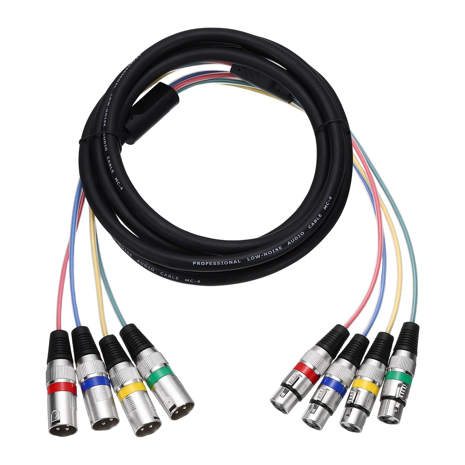 QUARKZMAN 1 Pezzo Cavo Snake 4 Canali XLR, Cavo Microfono XLR Maschio Femmina 4 Vie 4 Colori Cavo Patch Microfono Bilanciato per Palco Studio Registrazione, 3 M