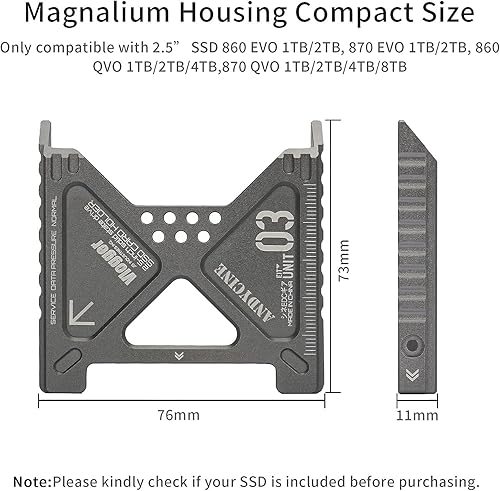 Miniatura 2 de Caqerd Lunchbox III Magnalium Case SATA SSD Enclosure Case in Magnalium for Atomos Ninja V, V+, Ninja Flame, Ninja Inferno Shogun Inferno Monitors,