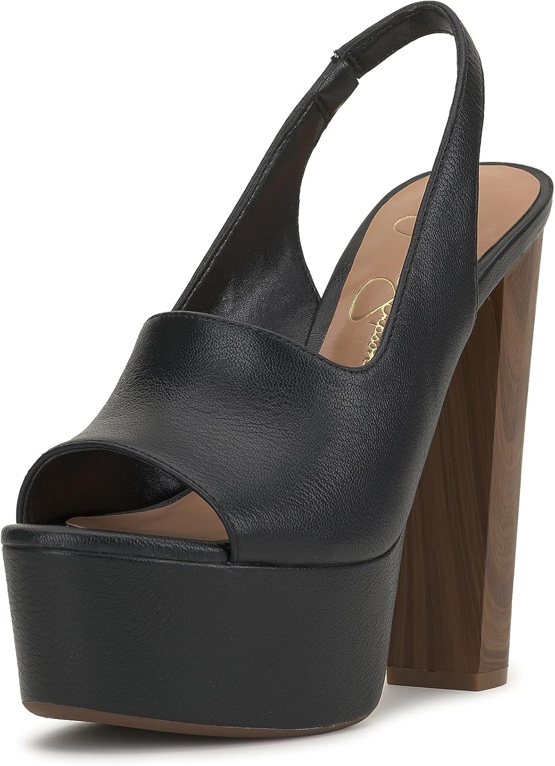 Jessica Simpson Women's Devalyn Slingback Platform Sandal Heeled, Black, 5