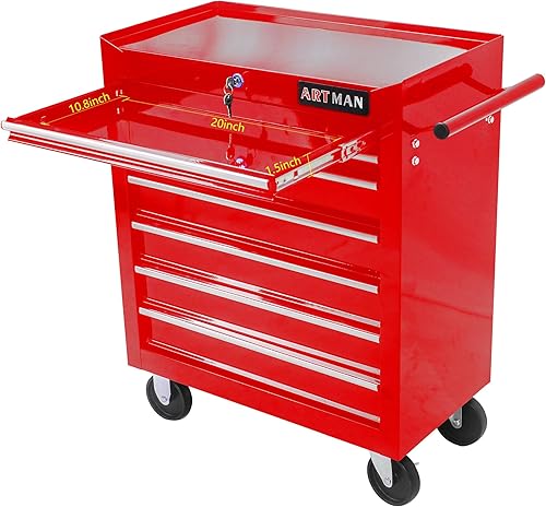 Miniatura 6 de Carrito de herramientas de 7 cajones con ruedas, multifuncional, almacenamiento de herramientas, organizador de herramientas para garaje, almacén,