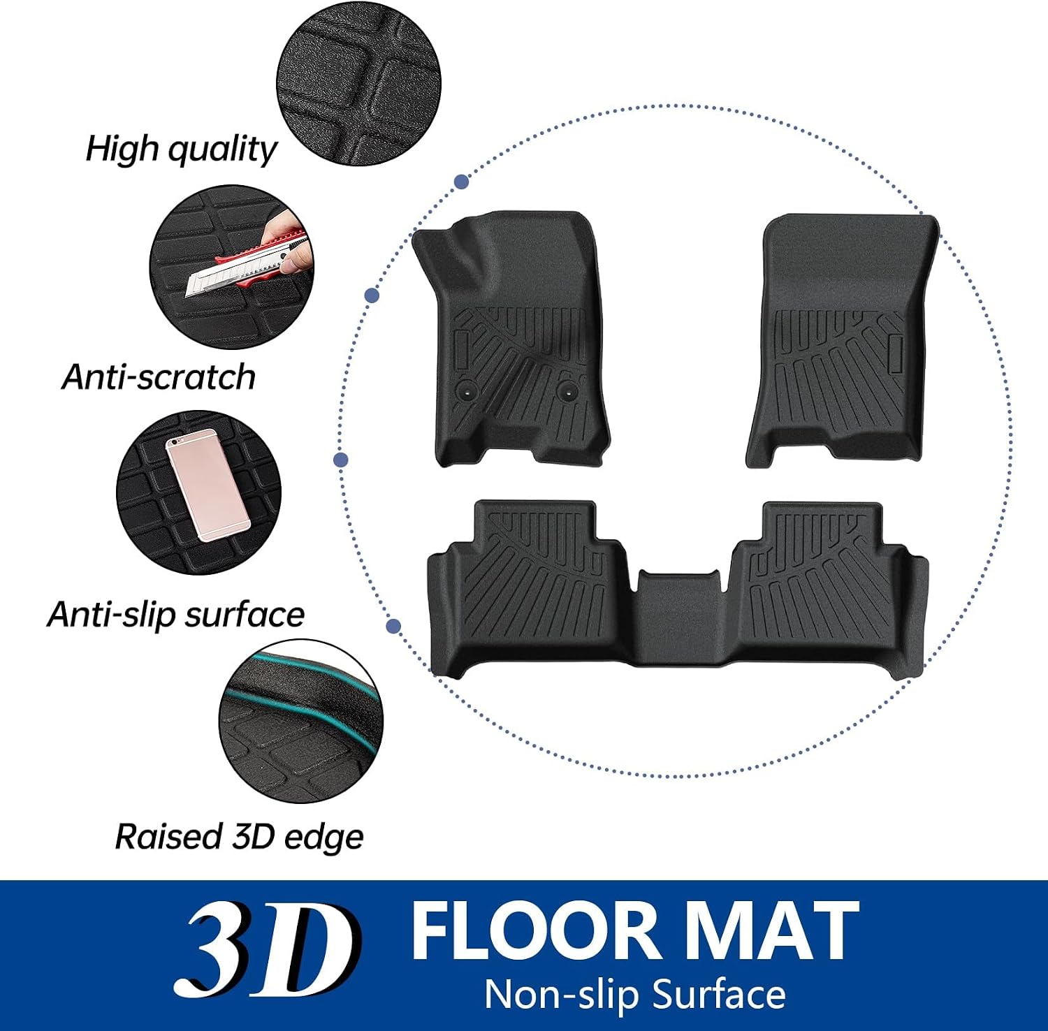 PSLER Floor Mats for 2023 2024 Colorado Crew Cab/2023 2024 Canyon Crew Cab Floor Mats TPE Custom Floor Mats for Colorado All Weather Mats Car Mats Floor Liners for Canyon Accessories