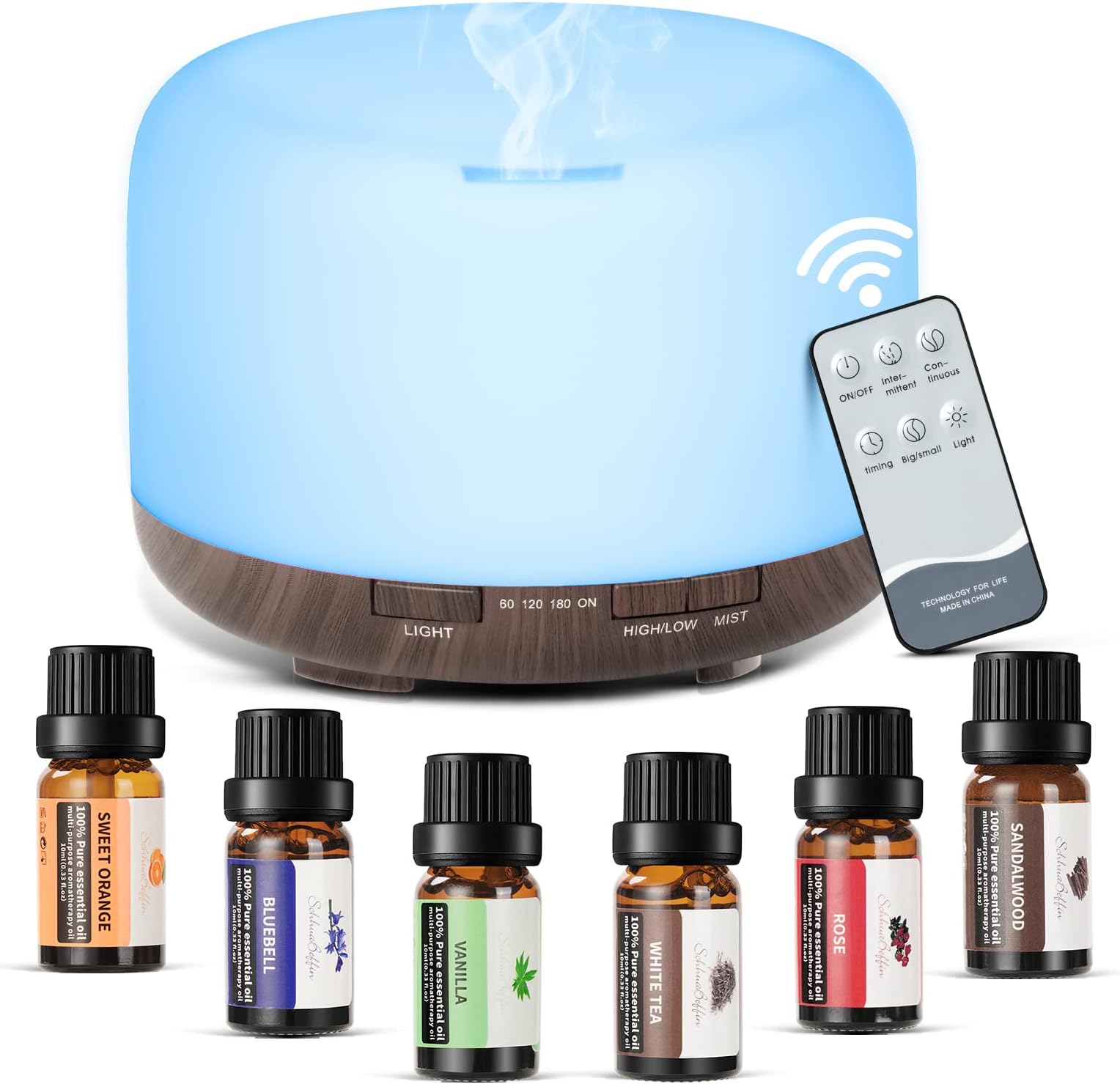 Charmofun Diffuseur Huiles Essentielles, Diffuseur Parfum Maison Avec Projection Led 7 Couleurs Lampe Diffuseur Pour Chambre Salon Bureau Blanc 89621422