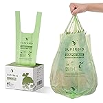 SUPERBIO 3 Gallon Compostable Food Waste Bags, 80 Count, Food Scrap Bags with Handles, ASTM D6400, BPI and OK compost INDUSTRIAL