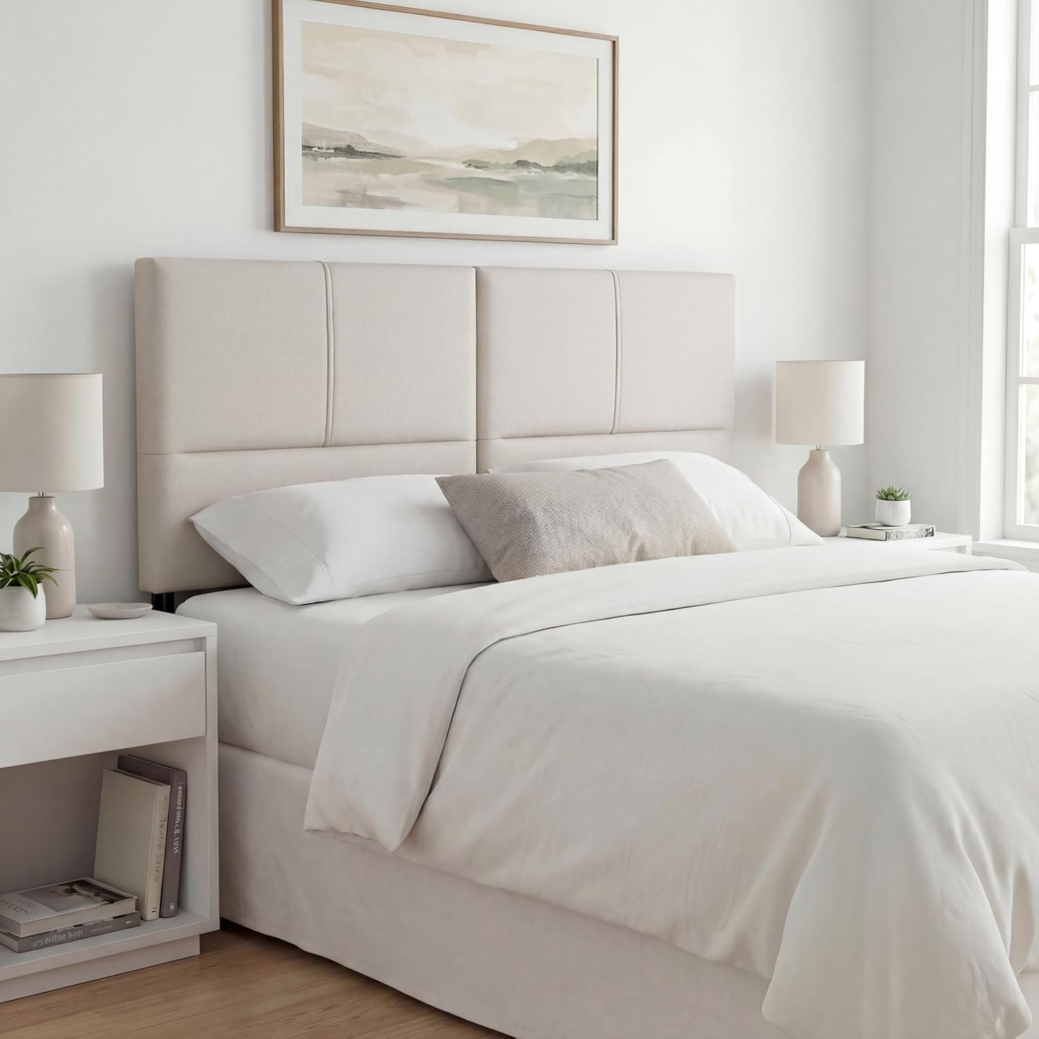HAOBO Home Upholstered Headboards for King Size Bed Headboard Faux Leather Panels with Durable Metal Legs