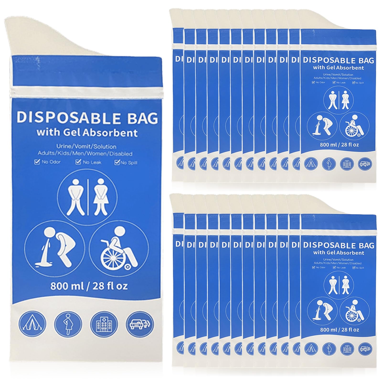 Sacchetti Portatili Per Urina 12 Pezzi | 700ml | Trasformano Liquido In Gel | Antiodore E Antiperdita | Per Viaggi, Campeggio, Emergenze, Congestione - 4