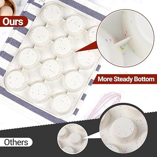 Miniatura 5 de CAKETIME Molde de silicona para magdalenas, de tamaño regular, para hornear 12 tazas, sartén antiadherente de silicona para magdalenas, 1 paquete de