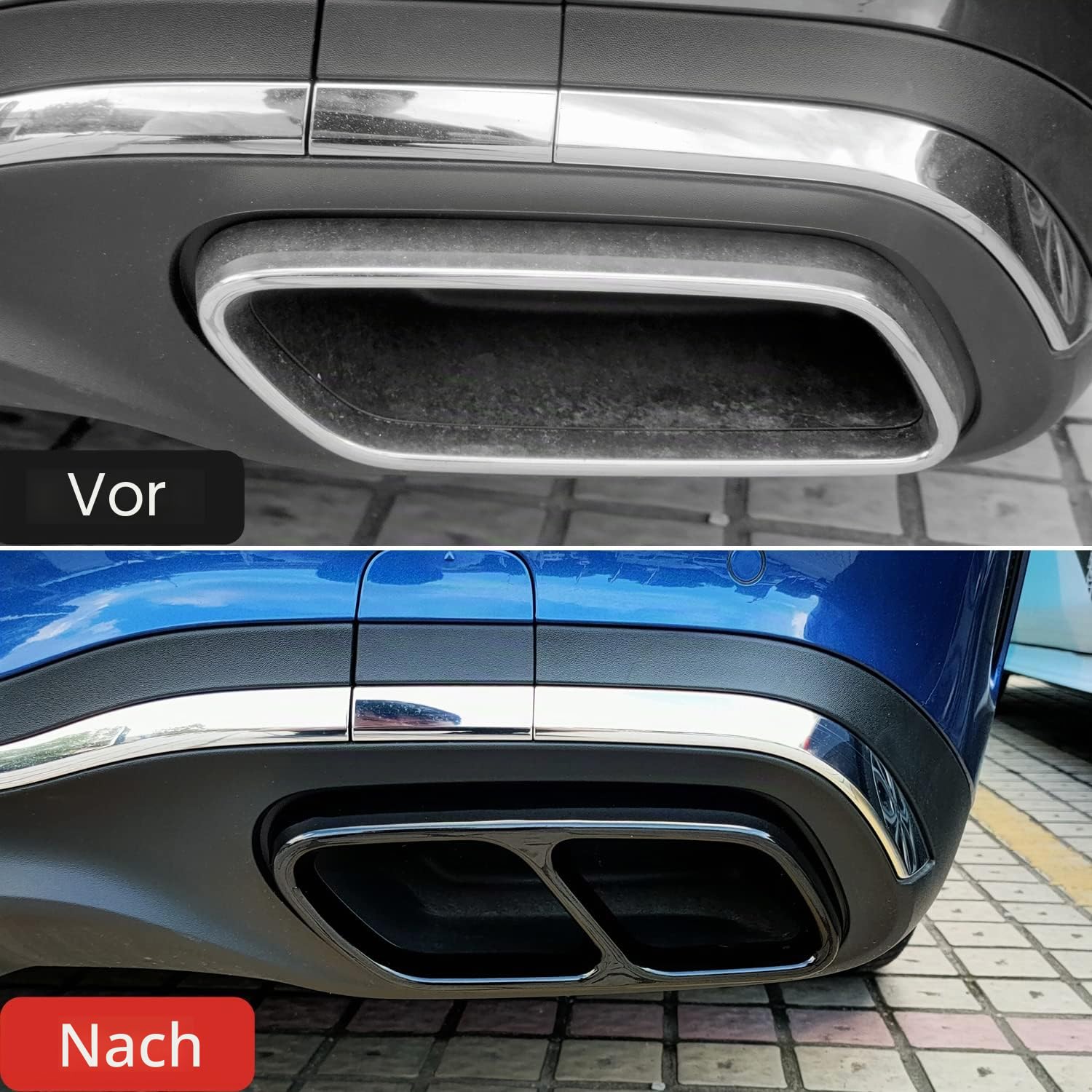 für C-Klasse W206 AMG Line/ S206 T-Modell AMG Line 2022 Edelstahl Auspuff Endrohr Abdeckung Dekoration Auto Außen Zubehör (Schwarz)