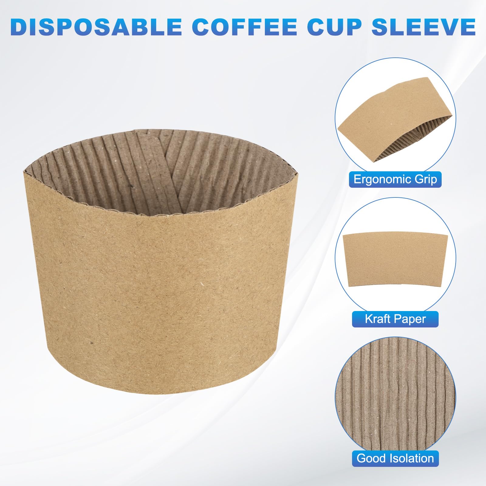 QUARKZMAN 100Pcs Manchons de Tasse à Café Jetables, Manchons de Tasse en Carton pour Tasses en Papier Isolation Protection des Mains, Porte-Boisson Chaud Marron