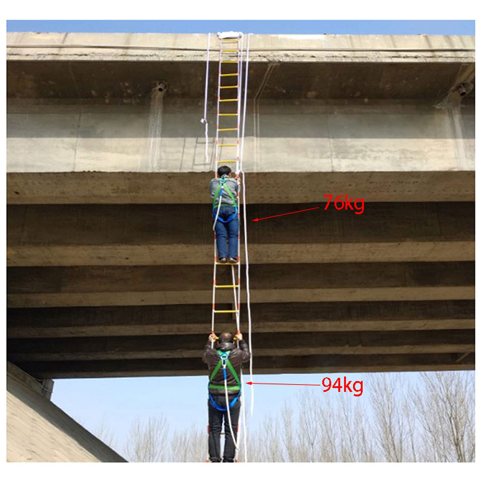Generico Scala di Corda antincendio per finestre e balconi, 3 m, Riutilizzabile, ignifuga, con Gancio, Ideale per Soccorso su edifici da 2 a 6 Piani, Strumento di Fuga di Emergenza Facile da Usare.