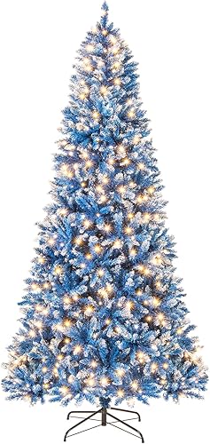 Miniatura 126 de GOFLAME Árbol de Navidad artificial preiluminado de 8 pies con luces LED blancas cálidas y conos de pino, decoración navideña para el hogar