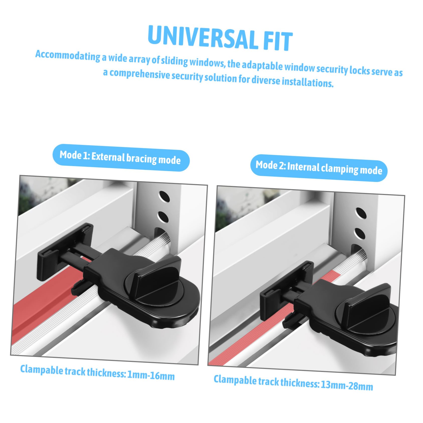 HOMSFOU 4 Ensembles Serrure Auxiliaire De Fenêtre Loquet De Ventilation Loueur Serrure De Fenêtre Protection De Fenêtre Verrouilleurs Locks De Sécurité Fenêtre S'arrête Black 2 Pièces * 4
