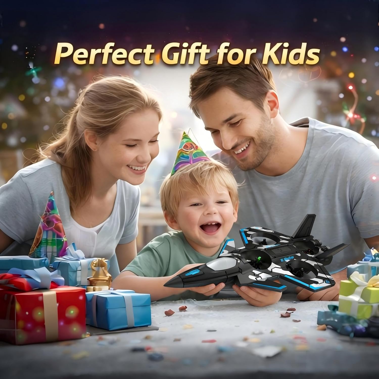F47 RC Fighter Drone for Kids, Remote Control Airplane with Altitude Hold, RC Jet Drone Toy with LED Lights, Easy to Fly RC Airplane for Beginners Boys Girls