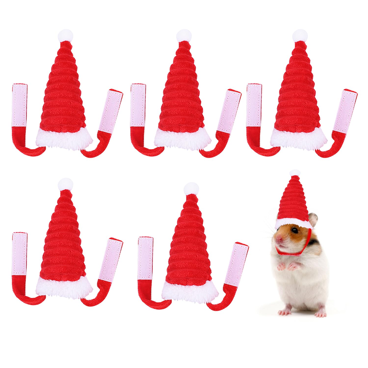 BORFUE 5pcs Hamster Christmas Hat Warm Winter Santa Hat Xmas Small Animal Headwear for Rabbit Hamster Bunny Rats Kitten