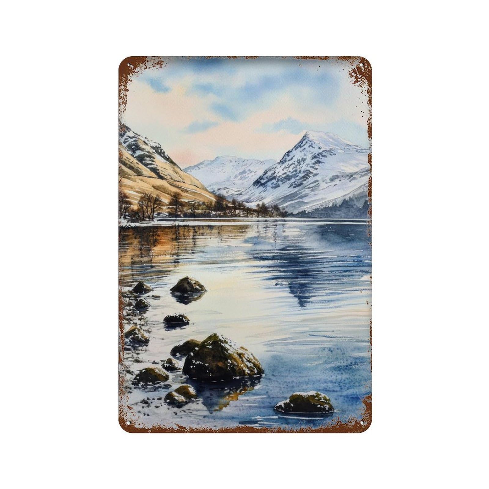 xiaoxiaoshen Ullswater Lake District Landscape Scenic UK Wall Decor Art Metal Tin Poster Modern Home Decor Art Home Bar Shop Decorations Vintage Sign 30x20cm