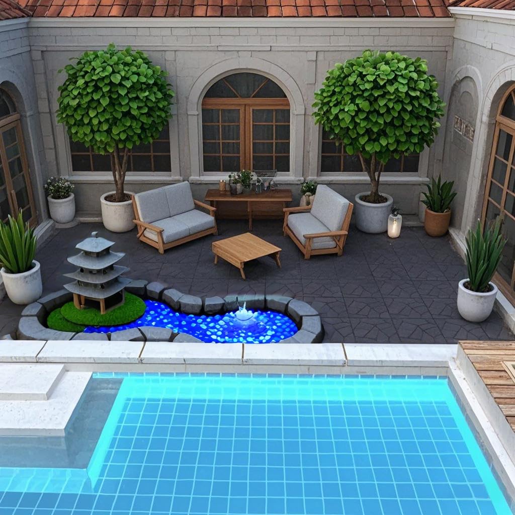 Paquete de 44 azulejos de polipropileno entrelazados, suelo impermeable estilo piedra de 12 x 12 pulgadas, azulejos de patio antideslizantes para todo tipo de clima para interior/exterior, piscina
