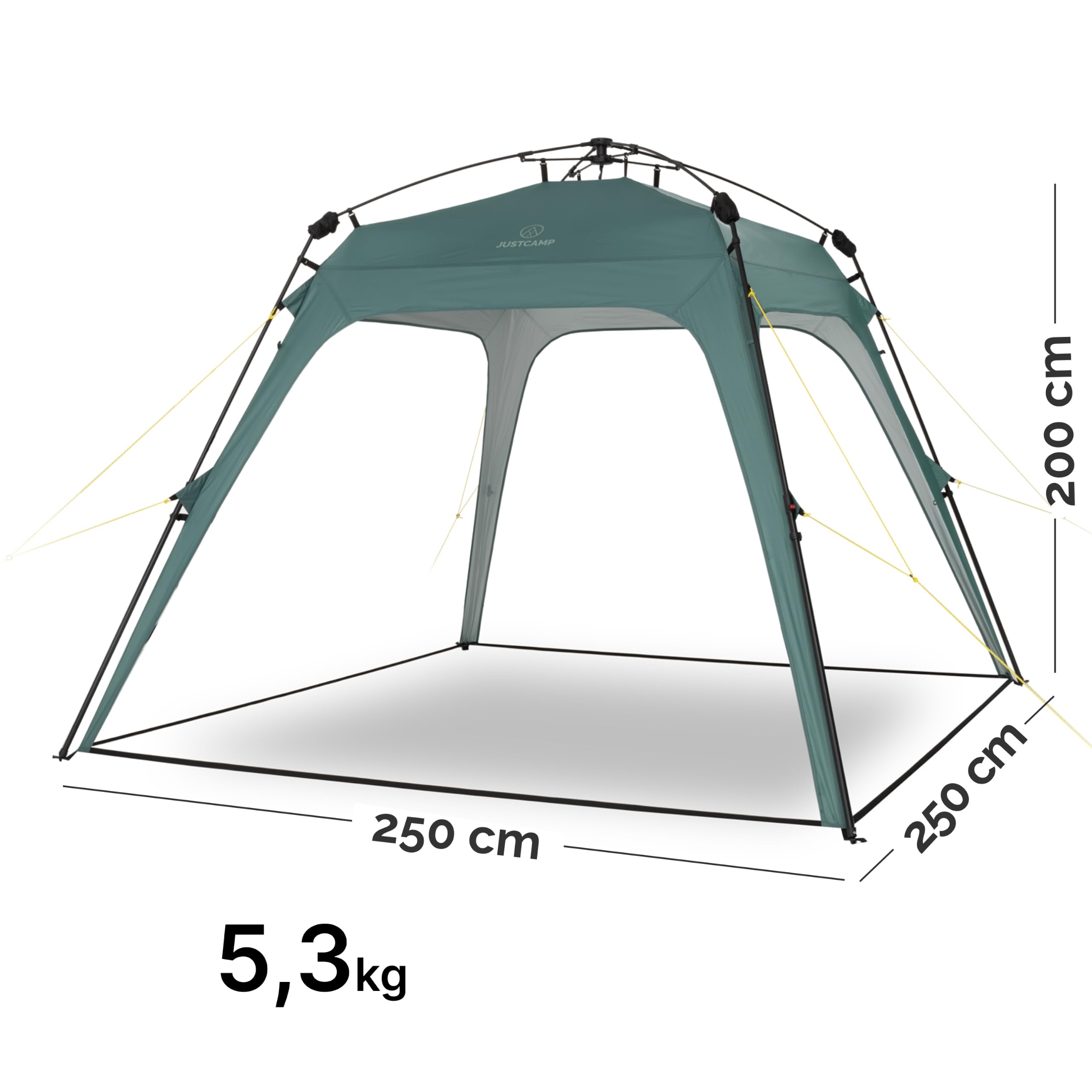 JUSTCAMP wasserdichter Schnellaufbau Pavillon 2,5 x 2,5 m
