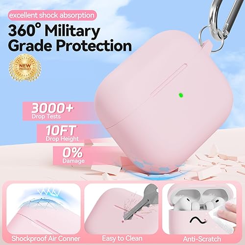 Miniatura 3 de Funda para AirPods Pro 3 2025, funda de silicona suave compatible con Apple Airpods Pro de 3 generación con limpiador y llavero para mujeres,