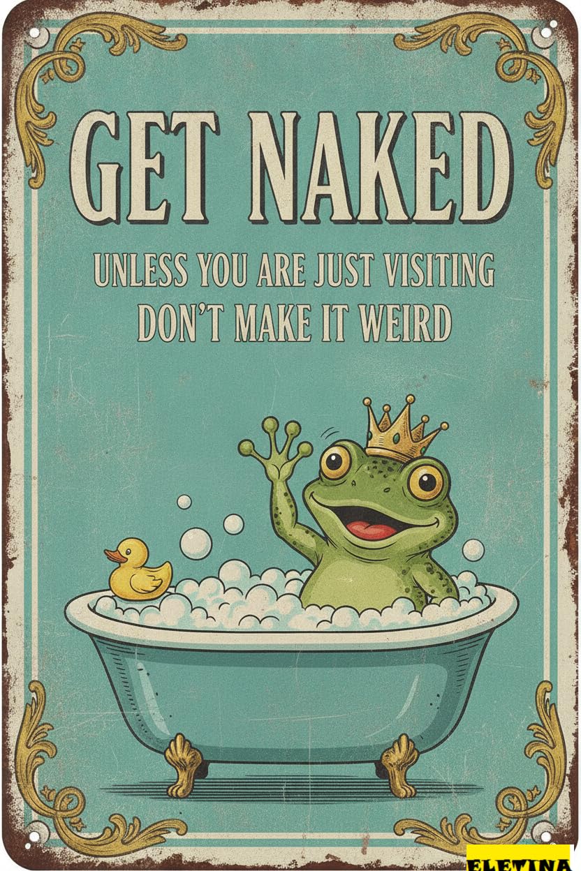 Personalized Sign for Man Cave Funny Bathroom Decor Frog Vintage Metal Shower Room Wall Decor Bathroom Toilet Frog Poster 8x12inch Private Property Decorative