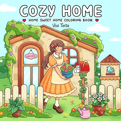 Home Sweet Home: Coloring Book for Adults & Teens Featuring Charming Cottages, Beach Bungalows and Hygge Corners (Girl Theme Coloring Book) - Paperback