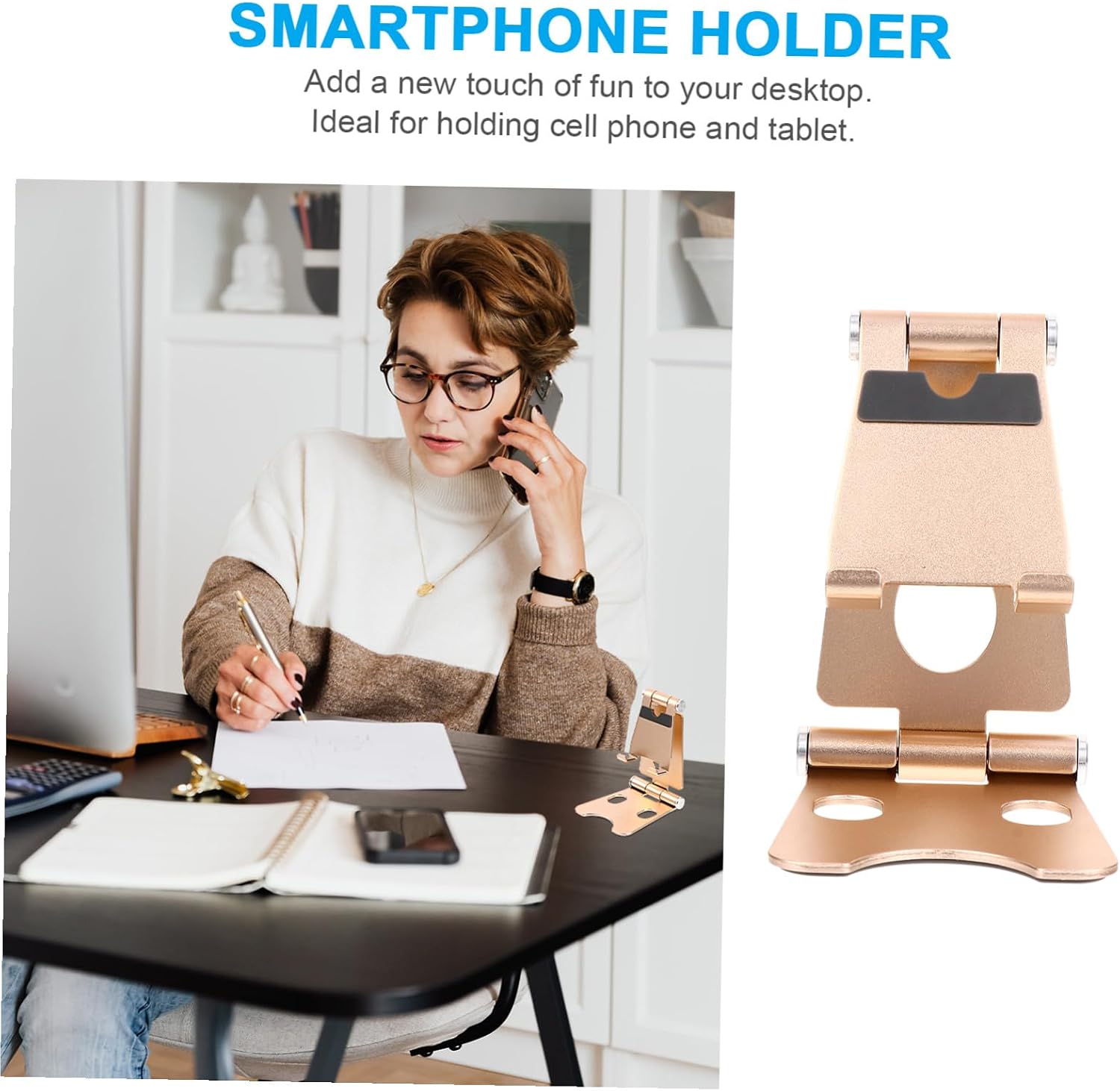 Angoily 1pc Mini Cellphone Holder Portable Folding Aluminium Alloy Tablet Stand for Video Chat and Study Phone Rack Compact Design Option image 3