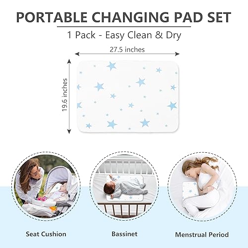 Miniatura 10 de RUILI Cambiador de pañales impermeable para bebé, algodón suave reutilizable, tapete cambiador absorbente portátil para niñas, niños y mujeres