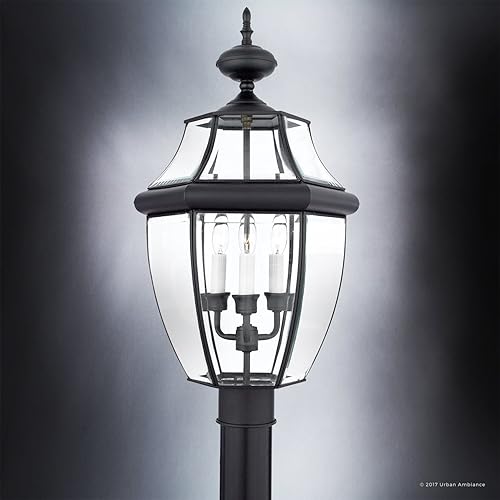 Miniatura 5 de Urban Ambiance Luz de poste colonial de lujo para exteriores, tamaño grande 23 pulgadas de alto x 12.5 pulgadas de ancho, con elementos de estilo