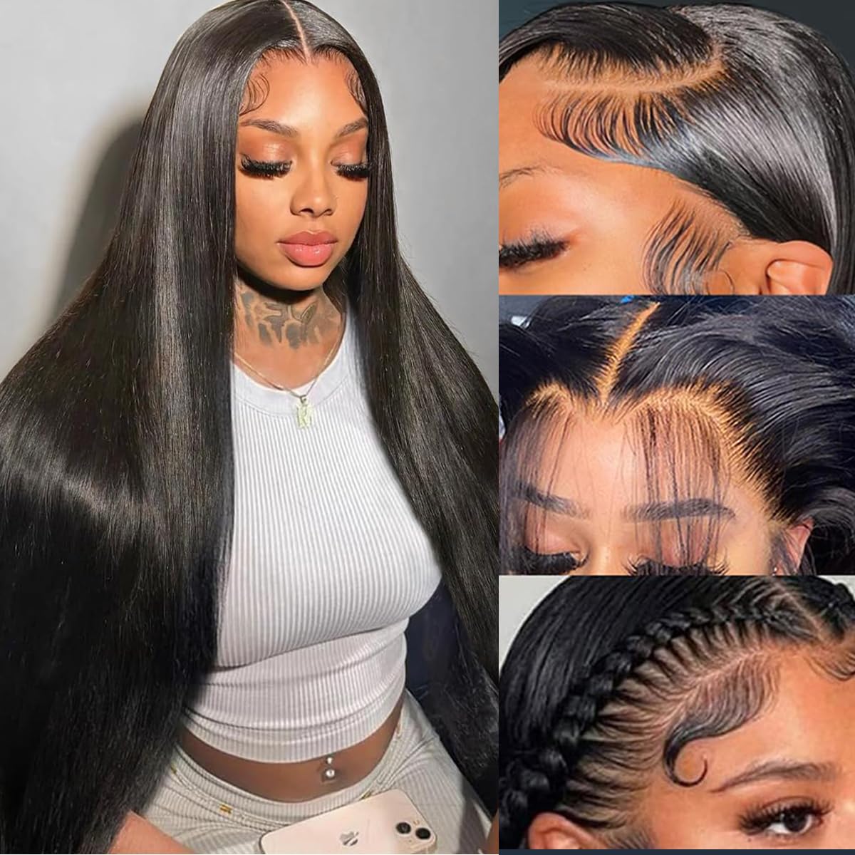 Knosps 13x6 Lace Front Wigs Human Hair 180 Density Straight HD Lace Front Wigs Human Hair Pre Plucked 13x6 Frontal Glueless Wigs Human Hair with Baby
