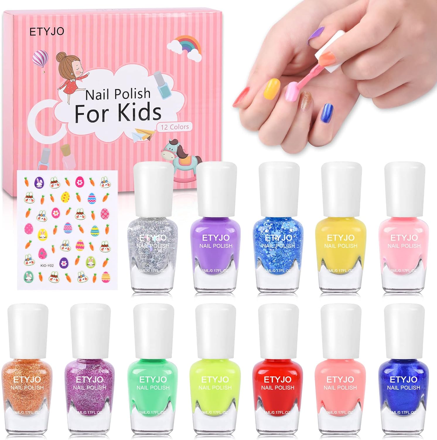 ETYJO Girls Nail Polish Kids Nail Polish Set for Girls Ages 312 ,12