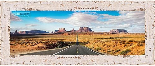 Miniatura 5 de 18x48 Frame White Rustic Farmhouse - Shabby Chic Wood Picture Frame - Solid Wooden Photo Frame Includes UV Acrylic, Foam Board Backing, & Hanging