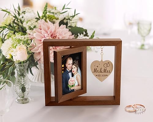 Miniatura 6 de Tiblue Regalos de boda para parejas 2024 Marco de fotos Mr and Mrs para fotos de 4 x 6, regalos de despedida de soltera para novia futura, marco de