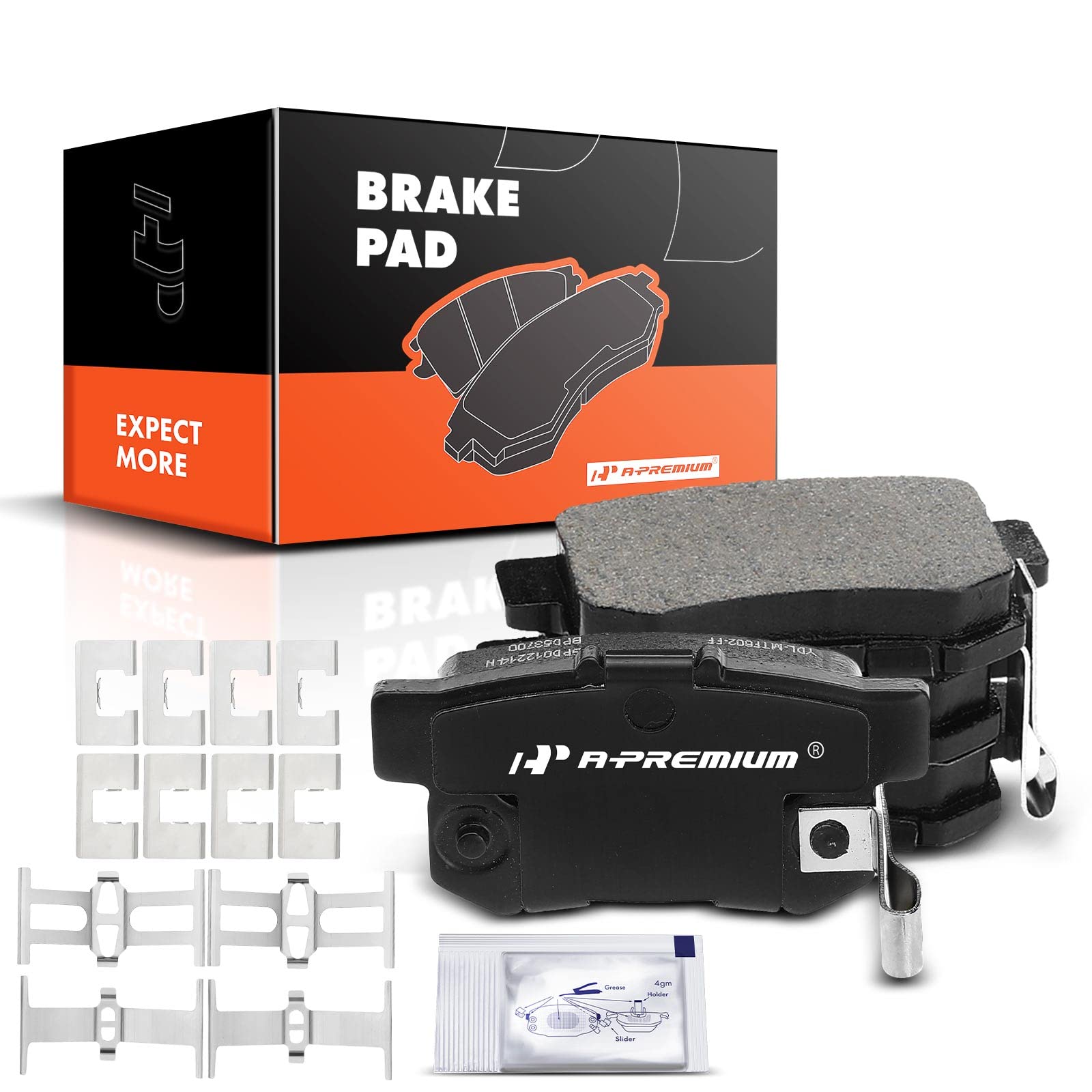 A-Premium Rear Ceramic Disc Brake Pads Set Compatible with Select Acura, Honda and Suzuki Models - Accord, Civic, CL, CSX, EL, ILX, Integra, RSX, TL, TSX, Vigor, CR-Z, Prelude, S2000, Kizashi, SX4