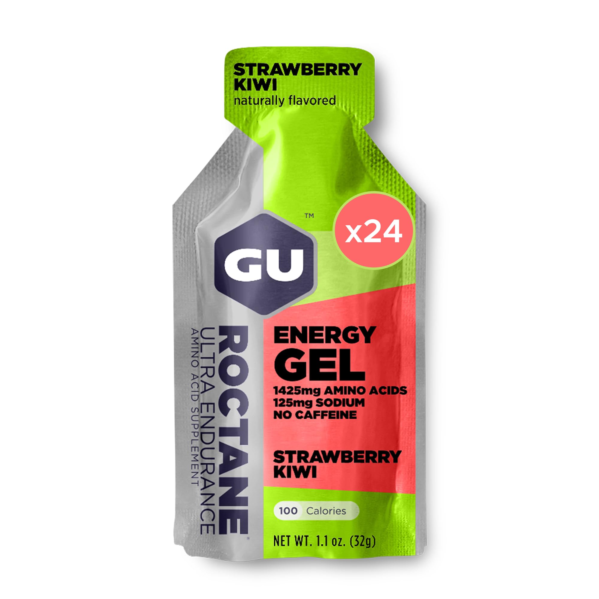 GU Roctane Ultra Endurance Energy Gel, Strawberry Kiwi (Erbeer Kiwi), Box mit 24 x 32 g