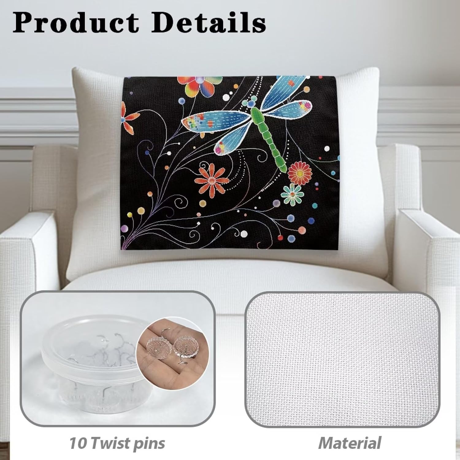 Dragonfly Flower Headrest Covers for Recliners Furniture Slipcover Furniture Protectors Chairs Sofas Loveseats Theater Chairs Office Chairs Home Decoration Sofa Overs Rvs