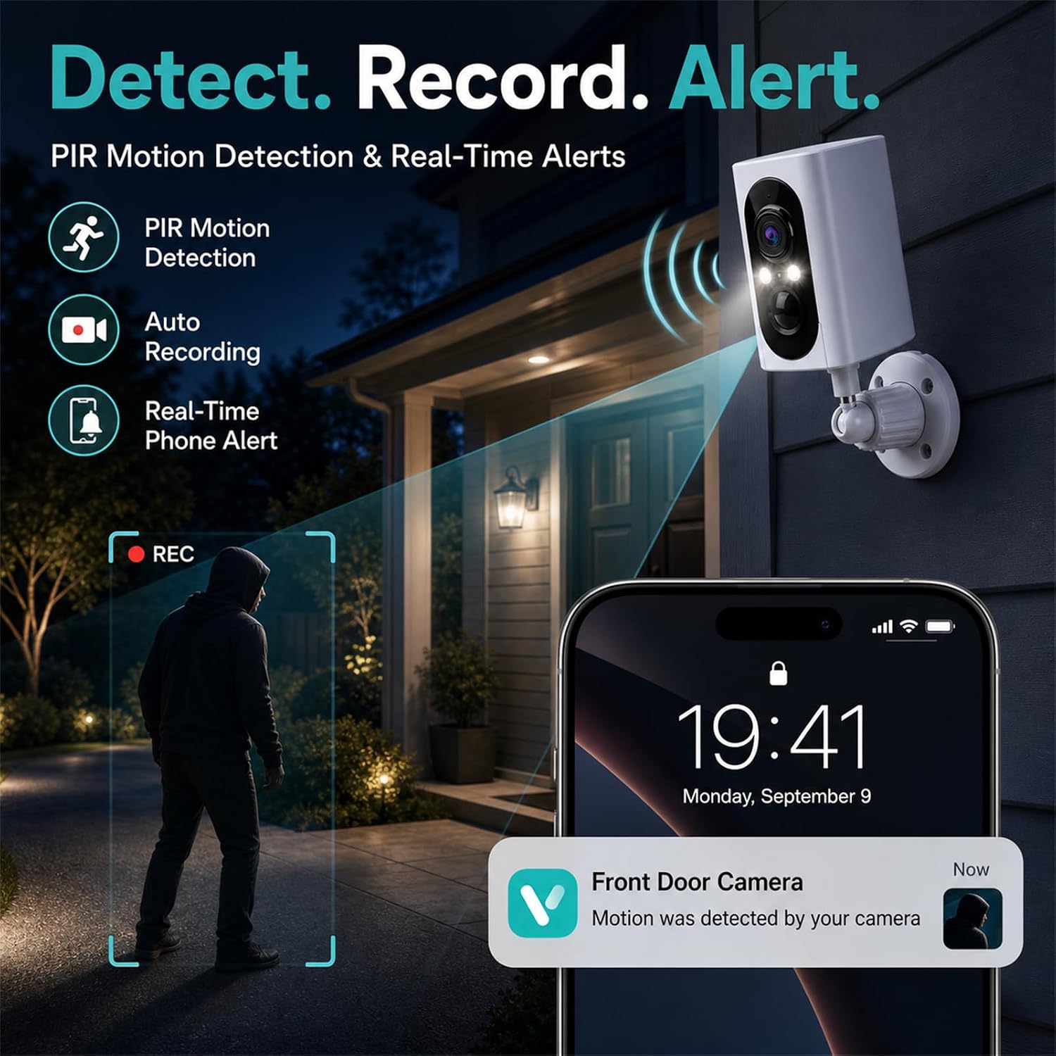 2K Security Cameras Wireless Outdoor, 355° Pan Rotate, Battery Powered, Color Night Vision WiFi Cameras, AI Motion Detection, Cloud/SD Storage, IP65, Alert & Alarm, Cameras for Home Security, 2 Pack 7 71pHGrAgbdL. AC SL1500