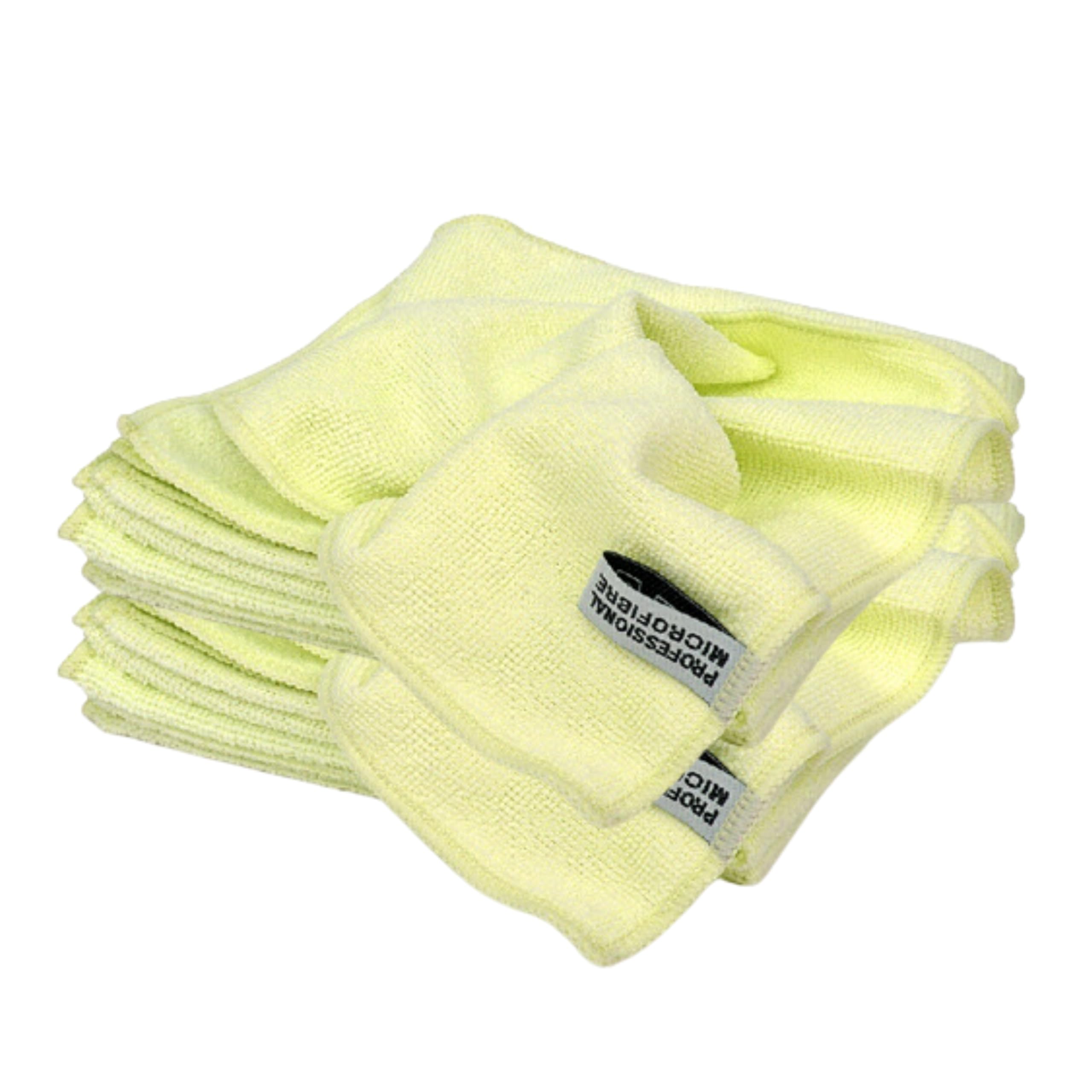 Tek Automotive Yellow 220Gsm Microfibre Valeting Cloths 40X40cm – Pack Of 10 Lint-Free Car Detailing Cloths For Interior, Glass & Trim