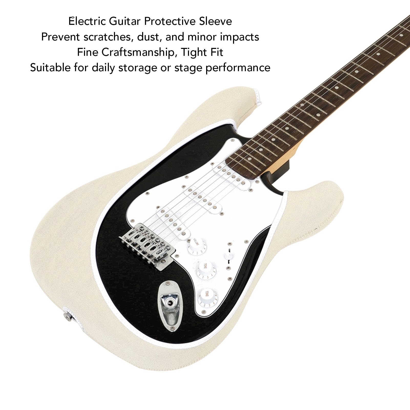 Jeffergarden Manchons de Protection du Corps de Guitare électrique, Housse de Prévention de la Poussière et des Chocs pour Guitares de la Série St 39 Pouces (Beige)